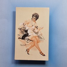 Risque Glamour Postcard C1920 Silk Stockings Negligee Dog Massart Signed