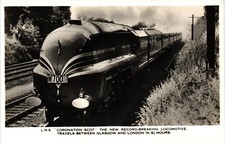Postcard L.M.S. Coronation Scot W700 Travels Between Glasgow & London