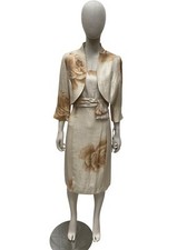 Gold Floral Dress and Jacket Set Beige Size 12 1 NYU001 CP