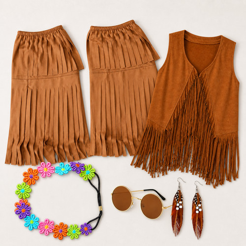 3pcs 60s 70s hippie costume - 3pcs,