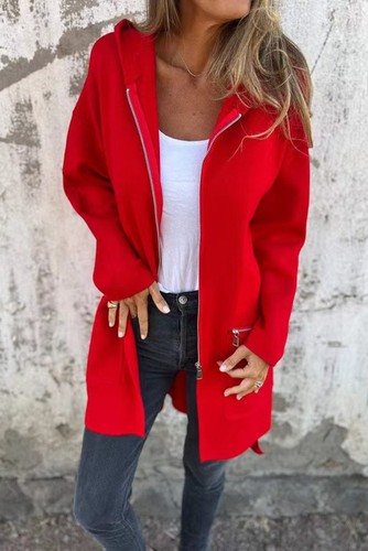 Women red hooded - hooded, coat