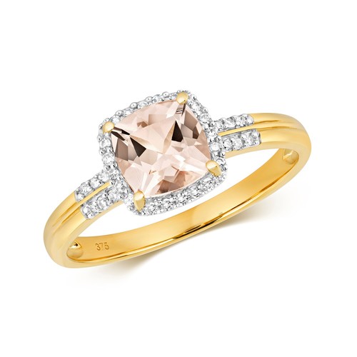 Yellow gold 9ct pink morganite - yellow,