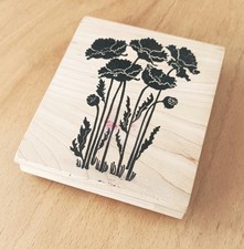 A Stamp in the Hand Tall Poppy Flower Large Rubber Wooden Stamp Paper Craft USED