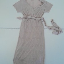 Debenhams Dress 8 Petite Pink Womens Wrap Belted Short Sleeve Midi Shimmer