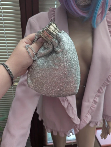 Vintage 1960s silver glitter - silver,