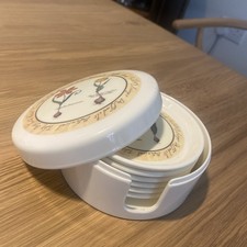 Coaster Set of 6 Tulip Bulbs In Pot Cloverleaf Vintage Melamine Drinks Coasters