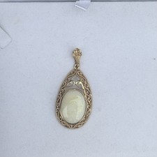 9ct Yellow Gold Hallmarked Large Opal Pendant 2 Inches Long Polished & Perfect.