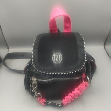 River Island Small Black & Pink Handbag Shoulder Strap Zip Bag Backpack Rucksack