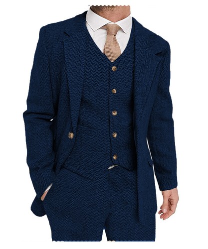 Mens 3piece tweed herringbone - 3piece,
