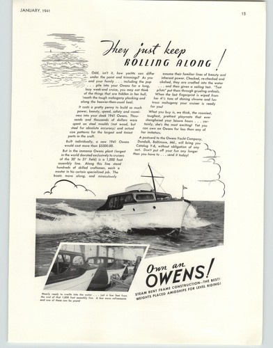 1941 paper owens yacht - owens,