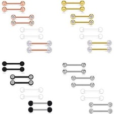 8Pcs Tongue Bar Surgical Steel