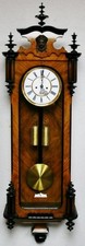 Antique German 8 Day Twin Weight Carved Walnut Rocket Style Vienna Wall Clock