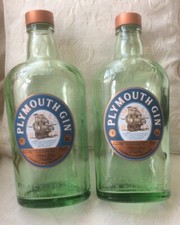 2 Empty Gin Glass Bottles