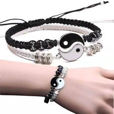 2 Matching Yin Yang tai chi bracelet  Hand-woven couple adjustable wristband