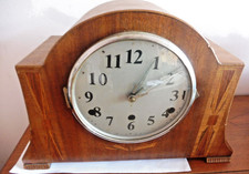 VINTAGE ENGLISH WOODEN MARQUERTY  CASED MANTLE CLOCK GERMAN  WORKING MOVEMENT