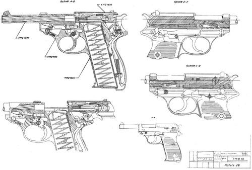 Walther p38 blueprint drawing - walther,