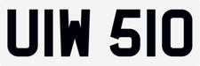 VERY SLIM SHORT DATELESS 6 DIGIT No1 REGISTRATION NUMBER PLATE UIW 510 FEES PAID