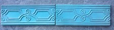 Camelia Green Handmade glazed relief border tile 21x8.5cm from Provence, France