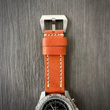 Vintage Orange Leather Watch Strap Band For Breitling 24mm Lug Watches