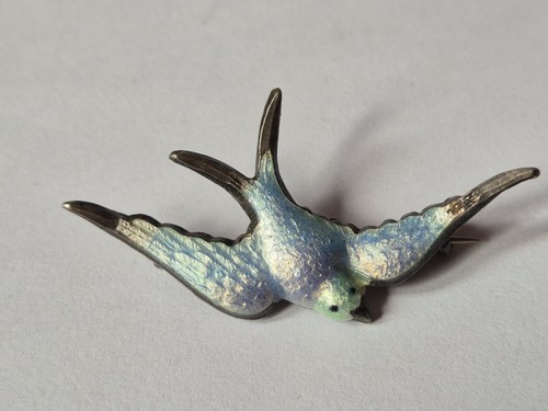 Antique enamel swallow brooch - antique,