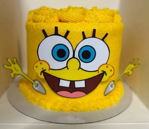 Spongebob face cake topper - cake,