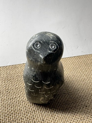 Carved soapstone high owl - 3”,
