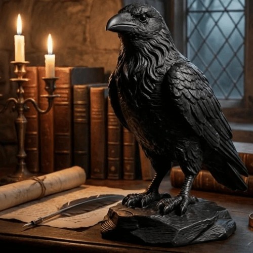 Gothic raven skull ornament - gothic,