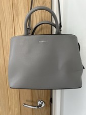 Fiorelli Large Grey Handbag With Long Strap Pink Stripe Lining Multi Pocket New