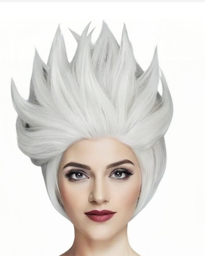 Short layered white grey wig - layered,