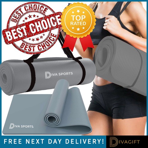 Grey yoga mat - grey, thick