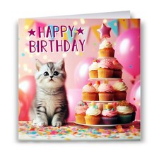 Cute Kitten Birthday Card -