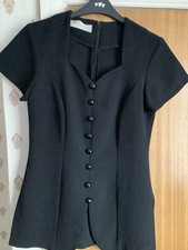 Inline Button Detail Tunic /uniforn. Black, Size 10