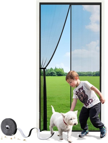 Magnetic door screen fly mesh - door,