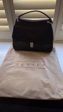 Texier Bag leather black top handle handbag pre-owned, unused.  Made in France. 