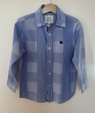 Boys Jasper Conran ‘Junior J’ Blue Check Shirt, 100% Cotton, Age 4-5, Immaculate