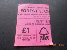 NOTTINGHAM FOREST v CHELSEA (POSTPONED)  2/12/1978 MATCH TICKET
