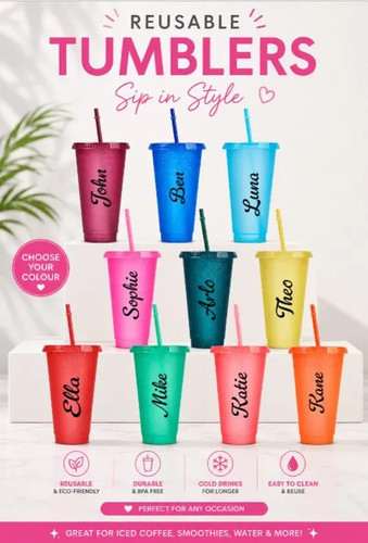 Personalised glitter cups - personalised,