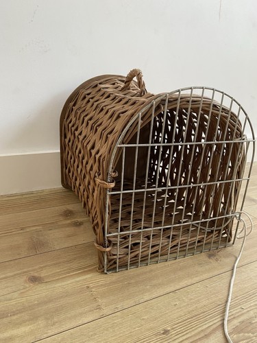 Vintage wicker pet carrier mid - pet,