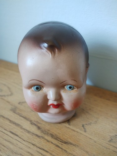 Vintage baby doll head - baby, molded