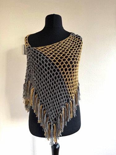 Handmade crochet poncho gold - handmade,