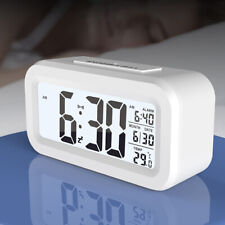 Digital Bedside LED Snooze Alarm Clock Time Temperature Day/Night Mode Clock UK