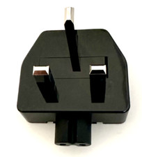 UK MAINS POWER 3 PIN PLUG TO IEC C7 FIGURE 8 TYPE CONNECTOR ADAPTOR 3A FUSE 250V