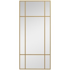 HOMCOM Window Style Vanity Mirror 110 x 50cm Hanging Wall Mirror Gold Tone