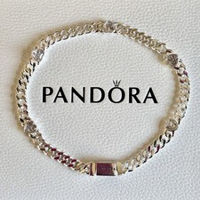 Pandora ALE MET - Cuban Hearts CZ Chain Bracelet With Box - Size 19