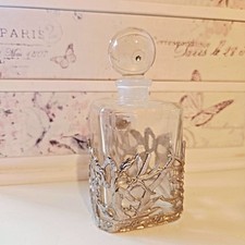 Vintage Glass Perfume Bottle with Metal Surround with Stopper