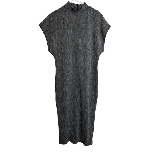 Zara gray textured mock - textured, neck
