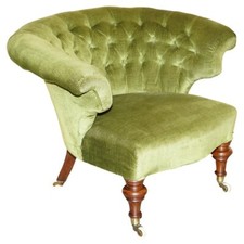 ORIGINAL REGENCY 1810-20 CHESTERFIELD WALNUT FRAMED GREEN LIBRARY TUB ARMCHAIR