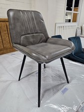 New 6 x Real Leather Vintage Khaki Mustang Dining Chairs *Barker & Stonehouse*