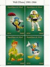 DISNEY CHARACTERS JIMINY CRICKET PETER PAN DONALD DUCK MNH STAMP SHEETLET