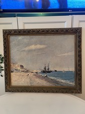 Vintage Sea View Faux Oil